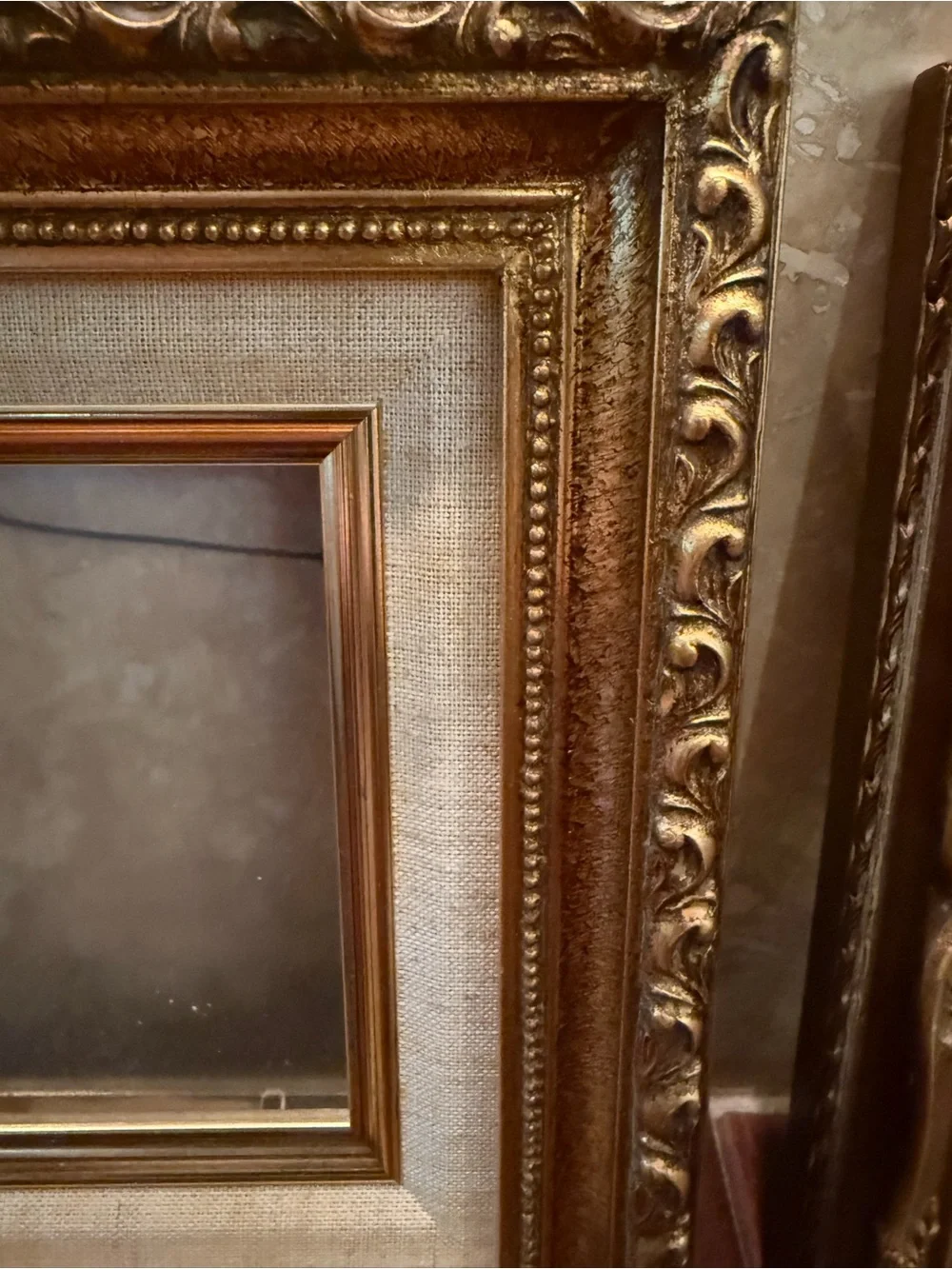 Set of 2 Gold Ornate Wood Picture Frame Linen Liner Fits 5 x 7 Picture